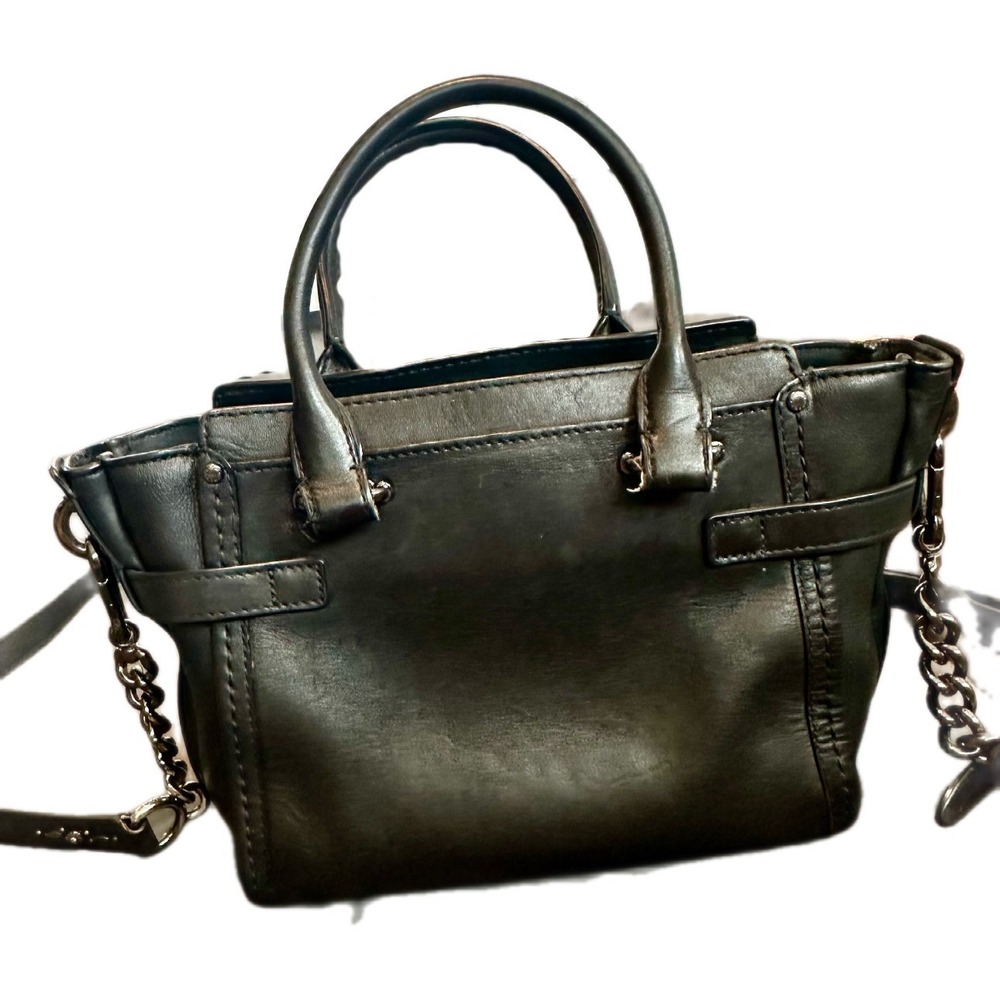 Coach Bandana Rivet Swagger 21 Black mini Leather Satchel Crossbody Bag Gunmetal - Picture 2 of 10